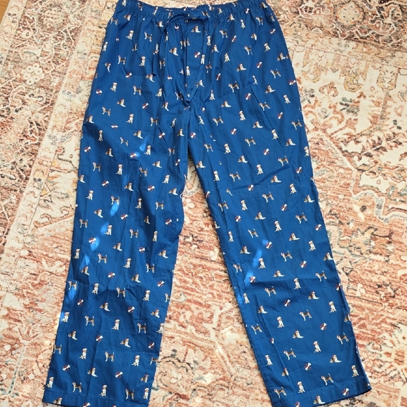 NWT Men's Brooks Brother Blue Cotton Pajama Pants with Dog Print Size Large - Picture 2 of 4